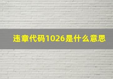 违章代码1026是什么意思