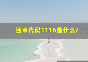 违章代码1116是什么?