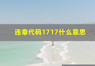 违章代码1717什么意思