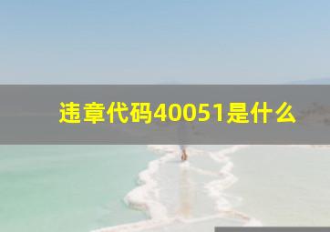 违章代码40051是什么