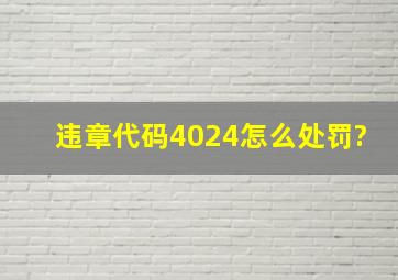 违章代码4024怎么处罚?