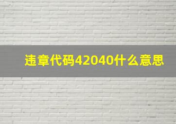 违章代码42040什么意思