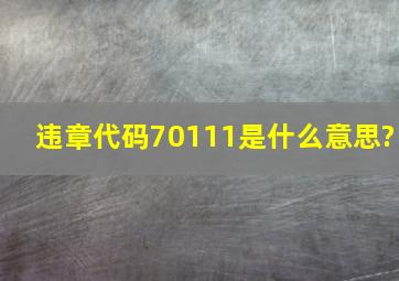 违章代码70111是什么意思?