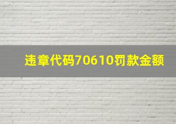 违章代码70610罚款金额