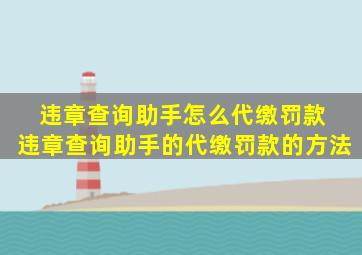 违章查询助手怎么代缴罚款 违章查询助手的代缴罚款的方法