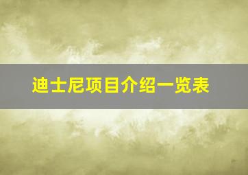 迪士尼项目介绍一览表