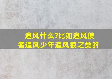 追风什么?比如追风使者,追风少年,追风狼之类的