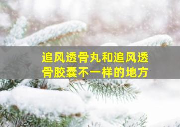 追风透骨丸和追风透骨胶囊不一样的地方