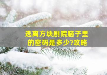 逃离方块剧院脑子里的密码是多少?攻略