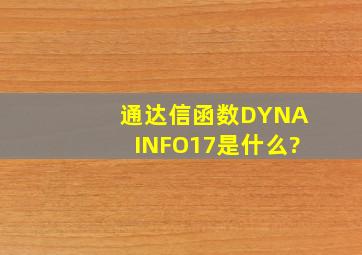 通达信函数DYNAINFO(17)是什么?
