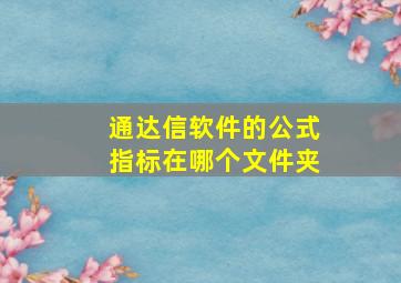 通达信软件的公式指标在哪个文件夹