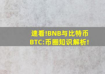 速看!BNB与比特币(BTC):币圈知识解析!