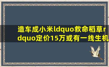 造车成小米“救命稻草”,定价15万或有一线生机