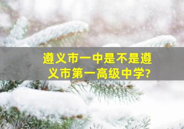 遵义市一中是不是遵义市第一高级中学?