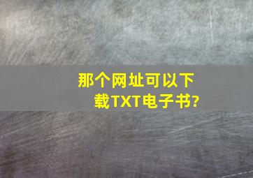 那个网址可以下载TXT电子书?