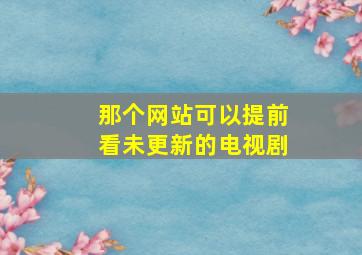 那个网站可以提前看未更新的电视剧