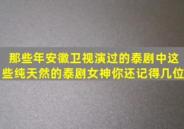 那些年安徽卫视演过的泰剧中,这些纯天然的泰剧女神你还记得几位