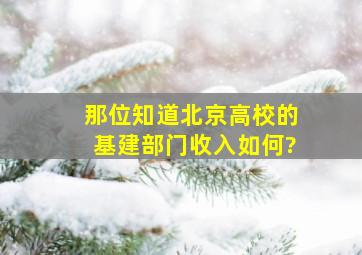 那位知道北京高校的基建部门收入如何?