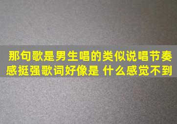 那句歌是男生唱的,类似说唱,节奏感挺强,歌词好像是 什么感觉不到