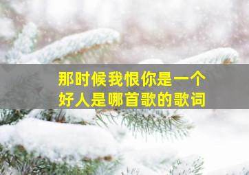 那时候我恨你是一个好人是哪首歌的歌词