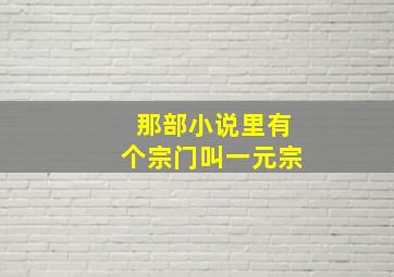 那部小说里有个宗门叫一元宗