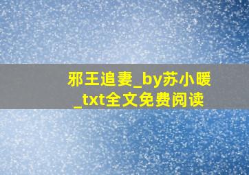 邪王追妻_by苏小暖_txt全文免费阅读