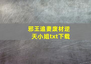 邪王追妻废材逆天小姐txt下载