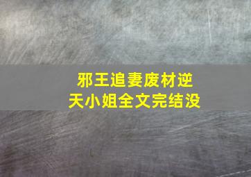 邪王追妻废材逆天小姐全文完结没