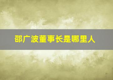 邵广波董事长是哪里人