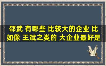 邵武 有哪些 比较大的企业 比如像 王斌之类的 大企业最好是城郊工业...