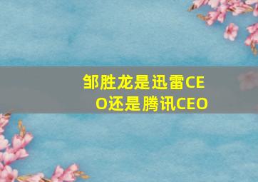 邹胜龙是迅雷CEO还是腾讯CEO(