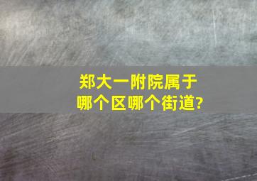 郑大一附院属于哪个区哪个街道?