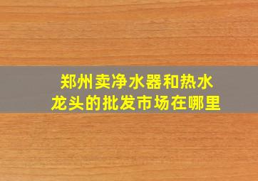 郑州卖净水器和热水龙头的批发市场在哪里