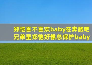 郑恺喜不喜欢baby在奔跑吧兄弟里郑恺好像总保护baby