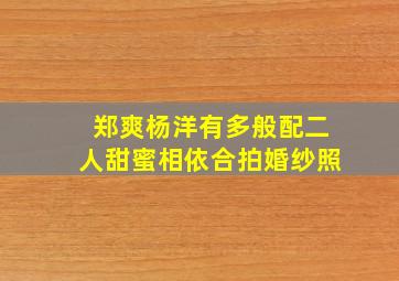 郑爽杨洋有多般配,二人甜蜜相依合拍婚纱照