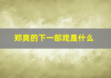 郑爽的下一部戏是什么