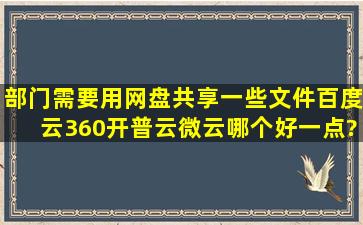 部门需要用网盘共享一些文件,百度云、360、开普云、微云哪个好一点?