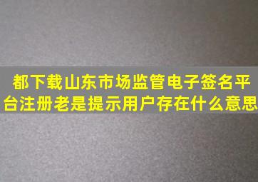 都下载山东市场监管电子签名平台注册老是提示用户存在什么意思