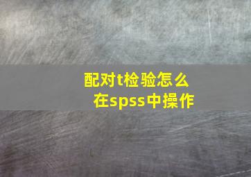 配对t检验怎么在spss中操作