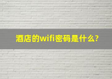 酒店的wifi密码是什么?