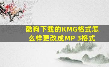 酷狗下载的KMG格式怎么样更改成MP 3格式