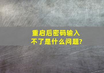 重启后密码输入不了是什么问题?