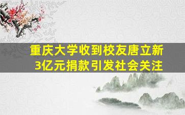 重庆大学收到校友唐立新3亿元捐款,引发社会关注