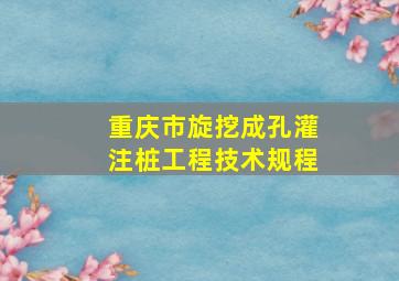 重庆市旋挖成孔灌注桩工程技术规程