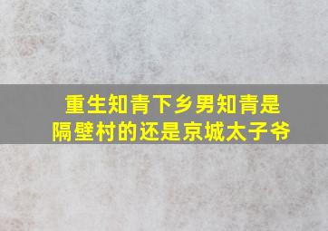 重生知青下乡男知青是隔壁村的还是京城太子爷