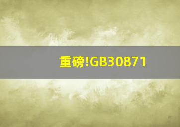 重磅!GB30871