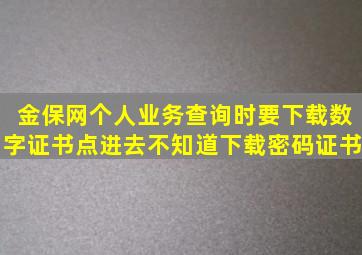 金保网个人业务查询时要下载数字证书点进去不知道下载密码证书