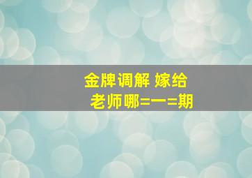 金牌调解 嫁给老师哪=一=期