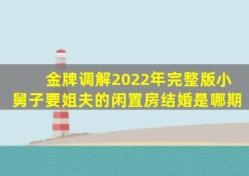 金牌调解2022年完整版小舅子要姐夫的闲置房结婚是哪期