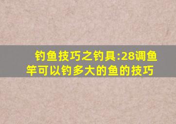 钓鱼技巧之钓具:28调鱼竿可以钓多大的鱼的技巧 